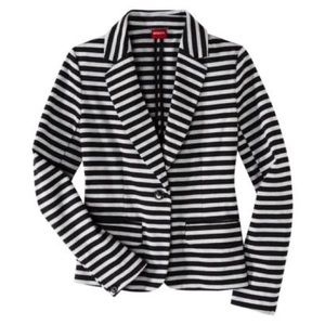 Merona Striped Blazer Black Gray L